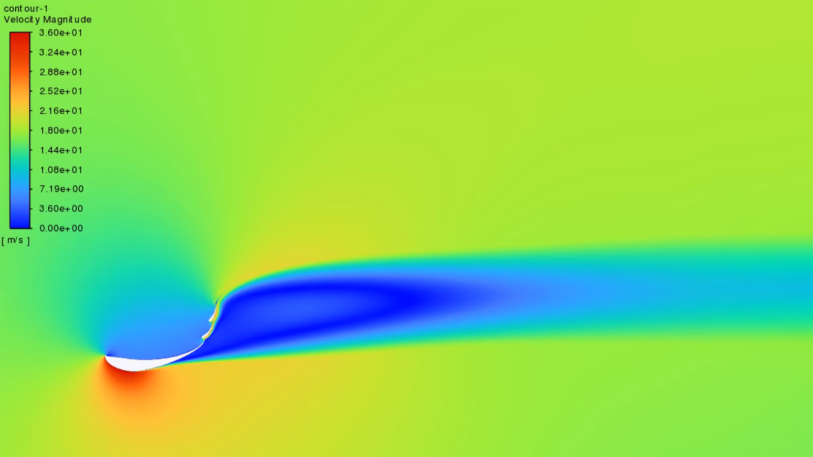 Previous design iteration showing boundary-layer detachment on the rear of the main plane