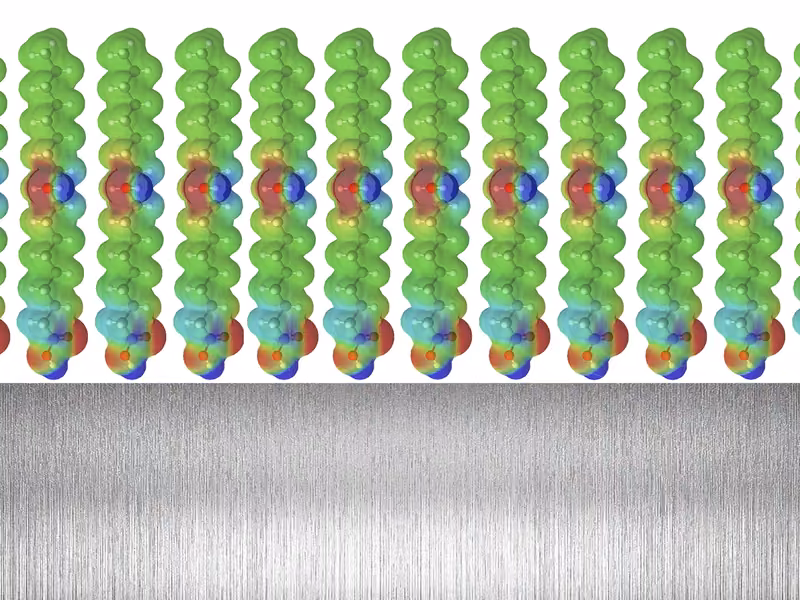 Schematic of the friction-reducer molecule's organization at the metal contact surface