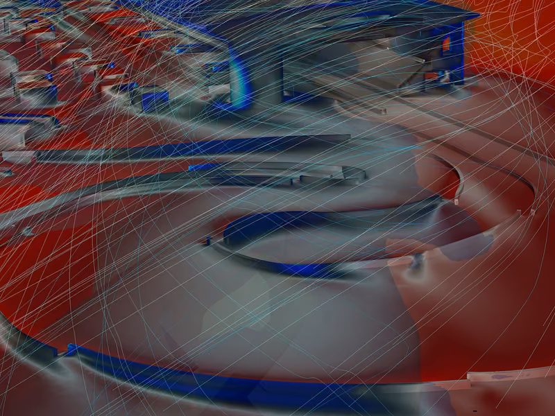 Turbulence and wind disturbance generated by grandstands and buildings around the circuit