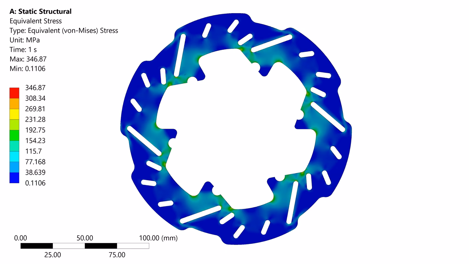 Thermo-structural stress analysis of the brake rotor