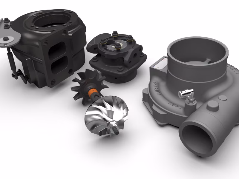 Components of the Garrett GT3776 turbocharger, the base geometry used for correlation analysis